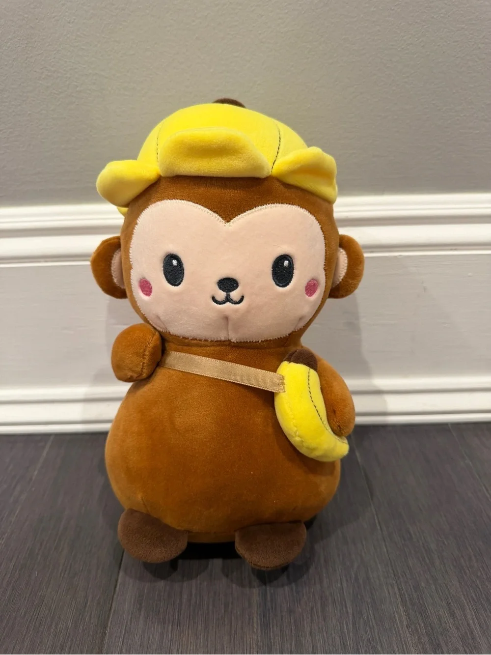 NWOT Smoochy Pals Plush Monkey with Yellow Hat and Banana Toy Stuffed Animal